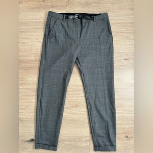 The Kooples Plaid Trousers belted waist cuffed leg